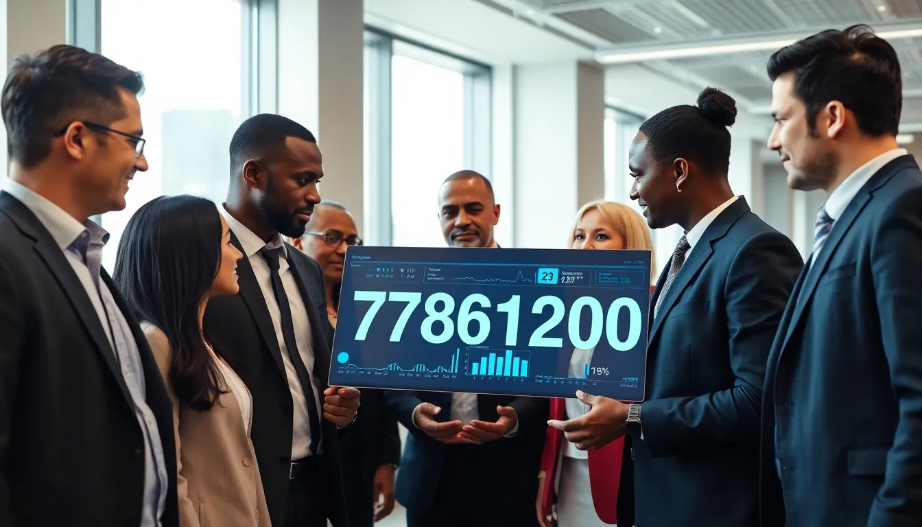 diverse professionals discussing data in a modern office setting.